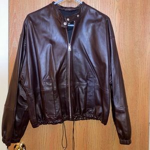 Club Monaco, genuine leather jacket. Chocolate brown.